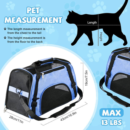 4 Pcs Cat Carrier Soft-Sided Pet Carrying Bag for Cat Under 13 Lbs, 16.9 x 11x 7.5 Inch, Portable Foldable Comfortable Bag for Small Pet Travel(Black, Gray, Pink, Blue)