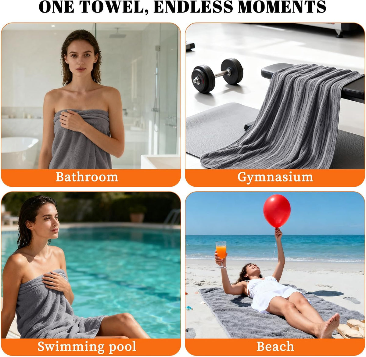4 Pack Bath Towels Set 35 x 70in Extra Large, Ultra Soft Microfiber