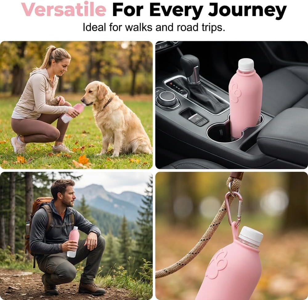 Portable Dog Water Bottle Foldable Dog Travel Water Bottle (Pink, 1 PCS)