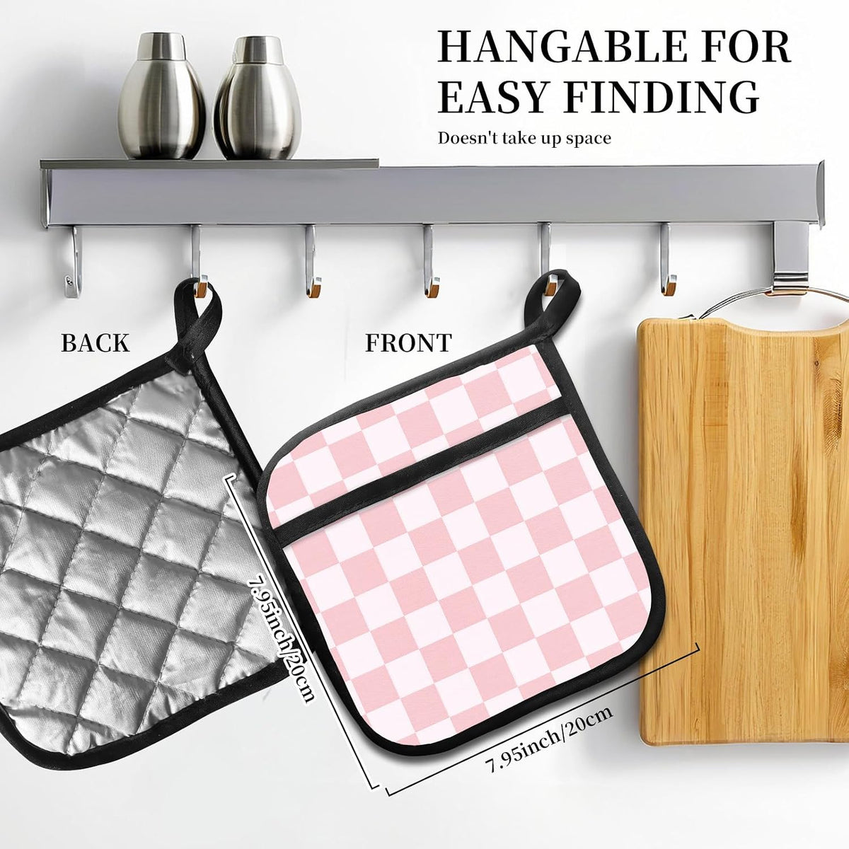 2 Pack Pot Holders for Kitchen Clearance, Cute Hot Pads, Funny Oven Pot Holders, Potholders Sets for Kitchen Heat Resistant Pink Cute Checkerboard