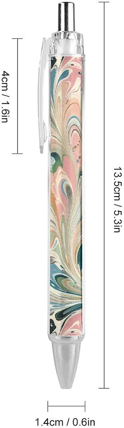 Peach And White Swirls Ballpoint Pens Black Medium Point 0.55mm Ball Point Pen Retractable Office Pens with Super Soft Grip Writing Ink Pen for Men Women 4 PCS