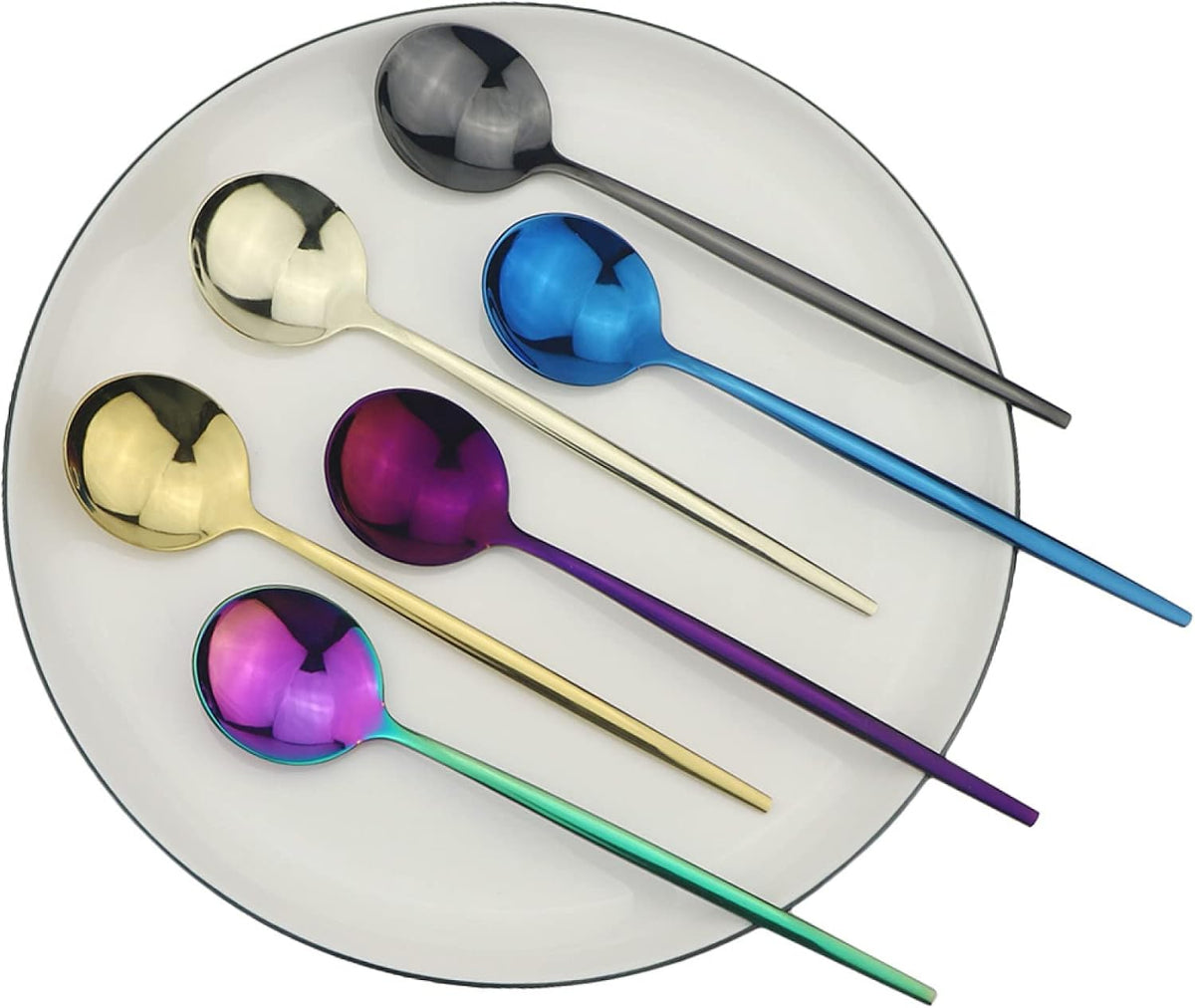 Cutlery Set Mini Stirring Spoons For Coffee Stainless Steel Small Spoons For Sauce Salt Sugar Tea Spoon 6Pcs Pink Gold