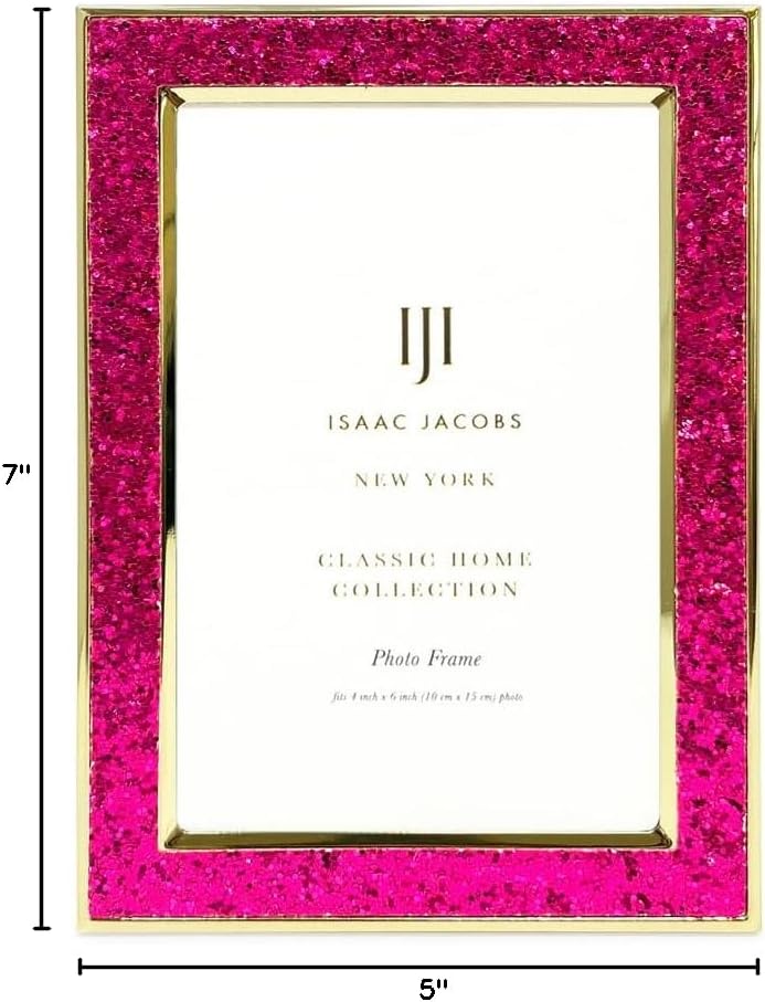 4x6 Ruby Pink Glitter w/Gold Metal Picture Frame w/Easel