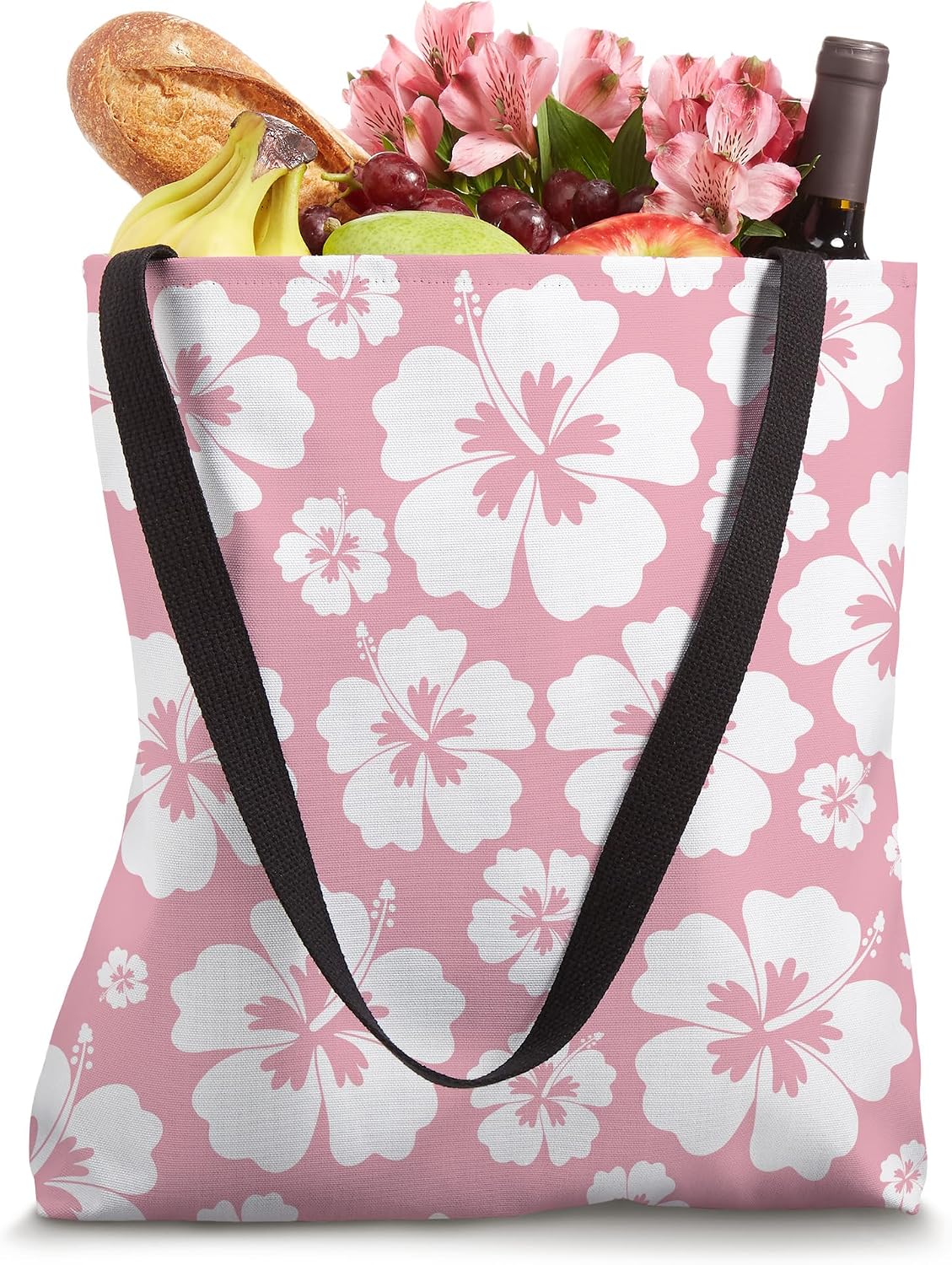 Pastel Peach Pink Hawaiian Tropical Hibiscus Tote Bag