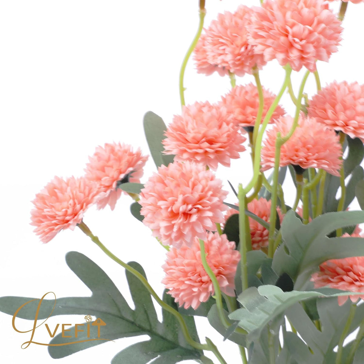10 Pcs Coral Peach Kiku Flower Fake Mums Long Stem Flowers,Faux Kiku Flower Bulk,Silk Flowers Mini Chrysanthemum Floral Arrangements,Artificial Flowers Chrysanth Mini Fake Flower