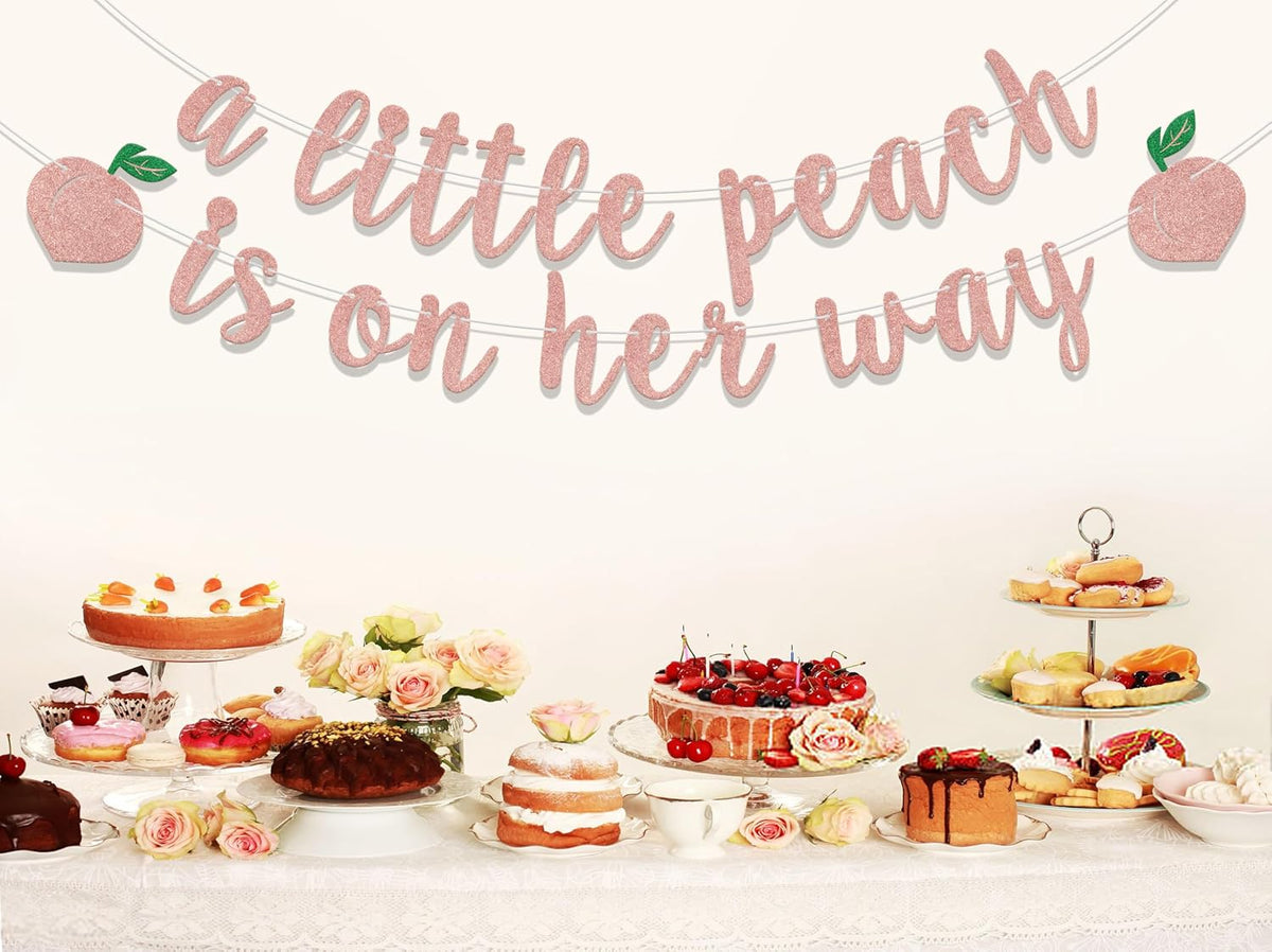 A Little Peach Is on Her Way Banner Peach Birthday Decorations