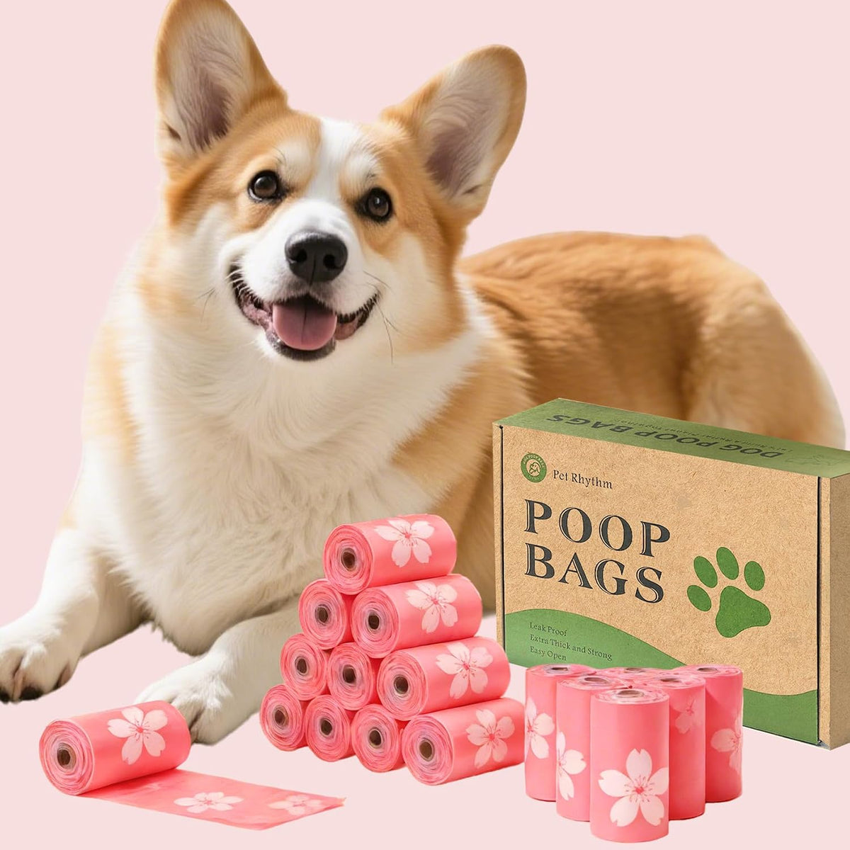 Cherry Blossom Scented Dog Poop Bags - 8 Rolls 120 counts