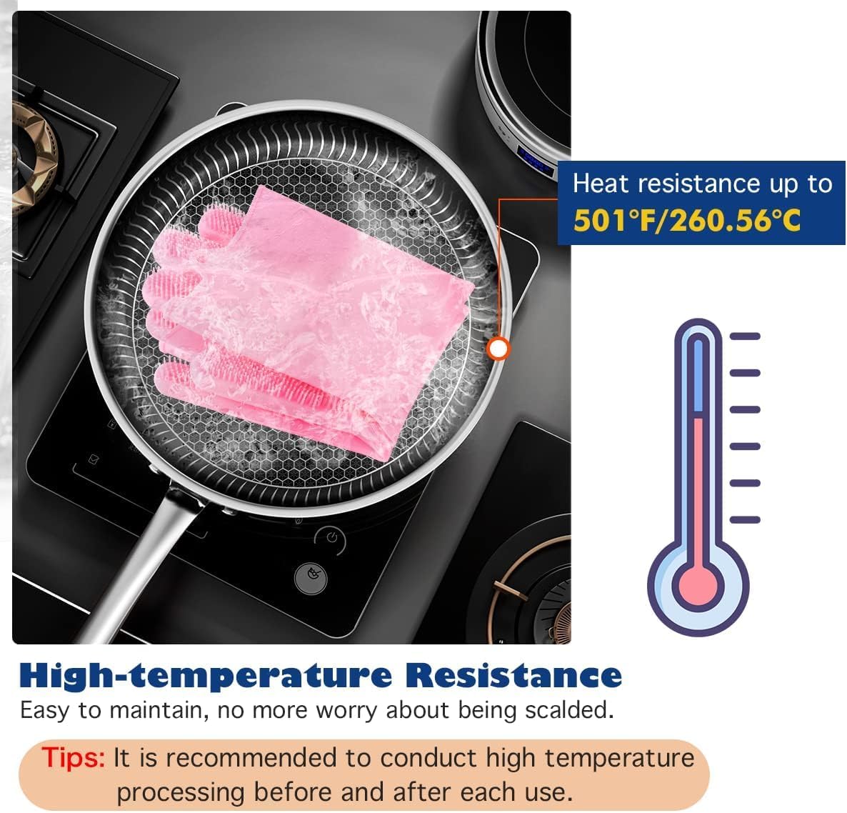 Pet Grooming Gloves, Silicone Gloves Dog Bathing Supplies Hair Removal Gloves, High Density Teeth Bathing Shampoo Shedding Bath Brush Scrubber Washing for DOD and Cat (Pink)