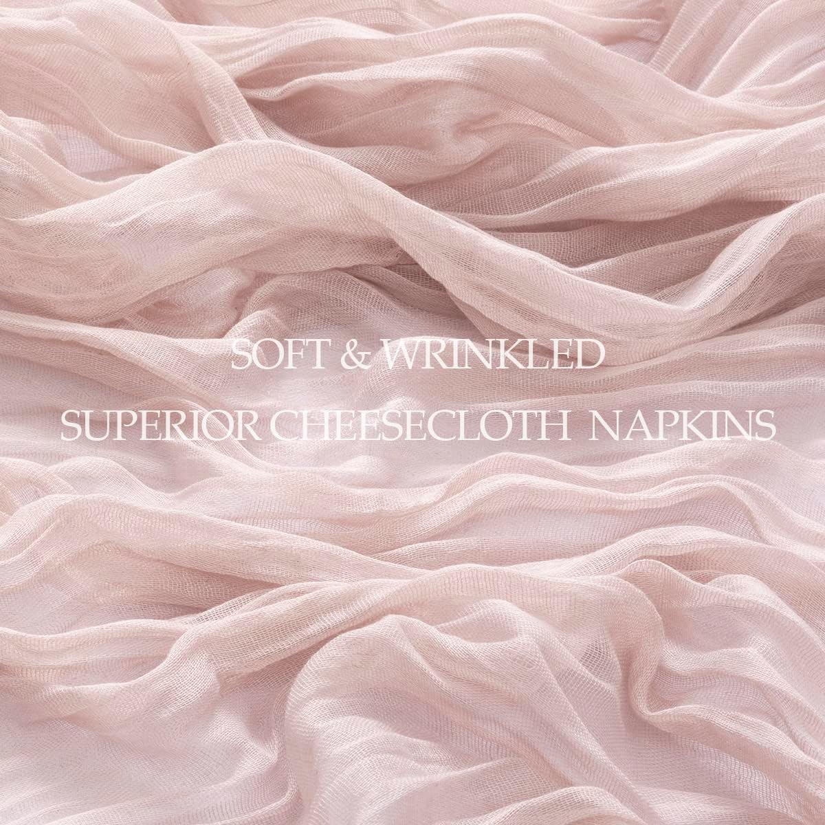 DeZerlor 20 Pack Pink Cheesecloth Napkins Summer Cloth Napkins Set of 20 Dinner Napkins Bulk Bulk 21x21 Inches for Wedding Bridal Shower Baby Shower Parties