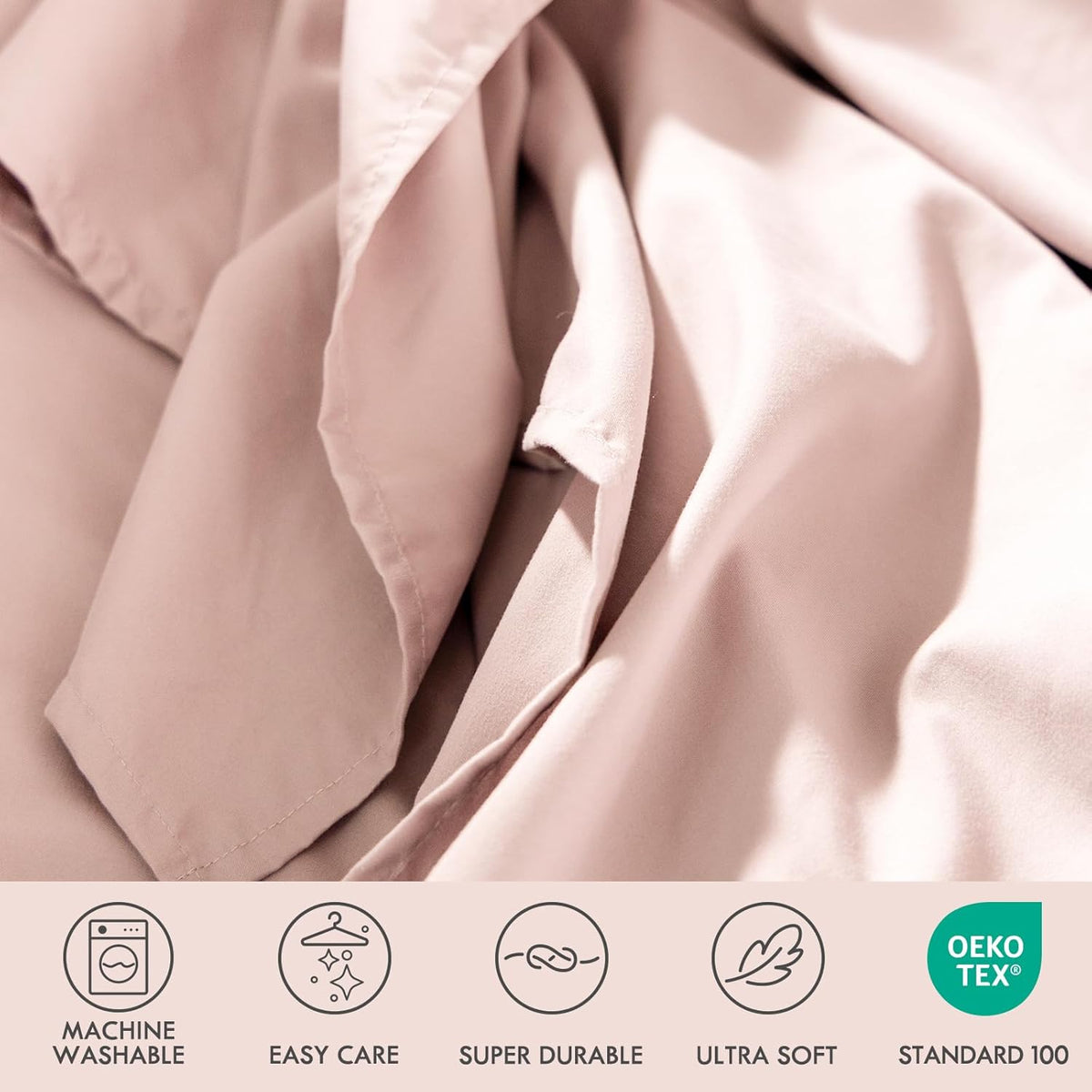 Full Sheets Set - 6 Piece Fitted Bed Sheet Set, Barely Pink