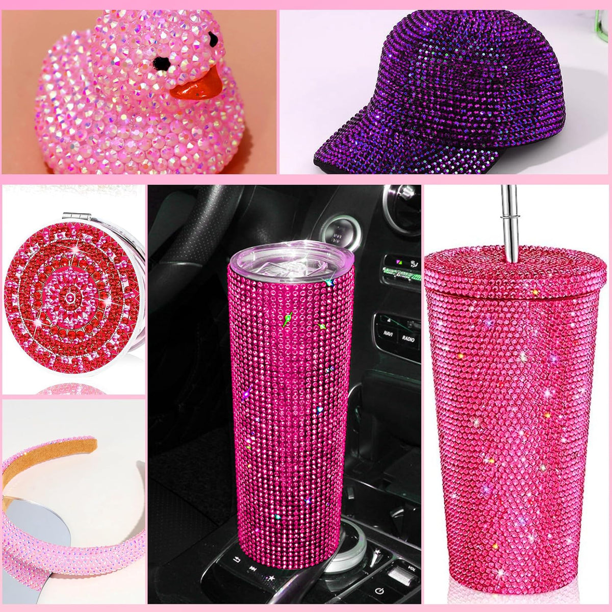 22000 Pcs Pink Flatback Pearls and Rhinestones Bedazzling Kit for Crafts