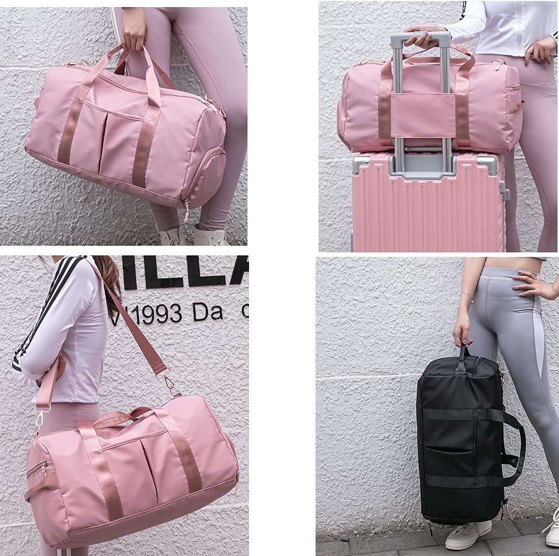 Sports Gym Duffel Bag for Men or Women Waterproof Weekender Travel Bag with Shoes Compartment Dry and Wet Separation for Training Swim Yoga(Pink)