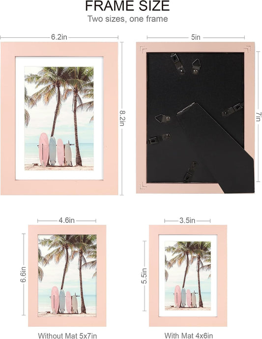 5x7 Picture Frame(4 Pack,Pink) Made of Real Glass and Wooden Frame