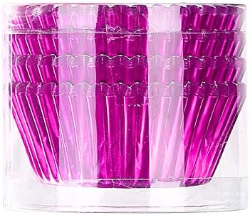 Pink Foil Metallic Paper Muffin Cupcake Liners Cases Baking Cups 100 pcs,Standard Size 2x1.25inch