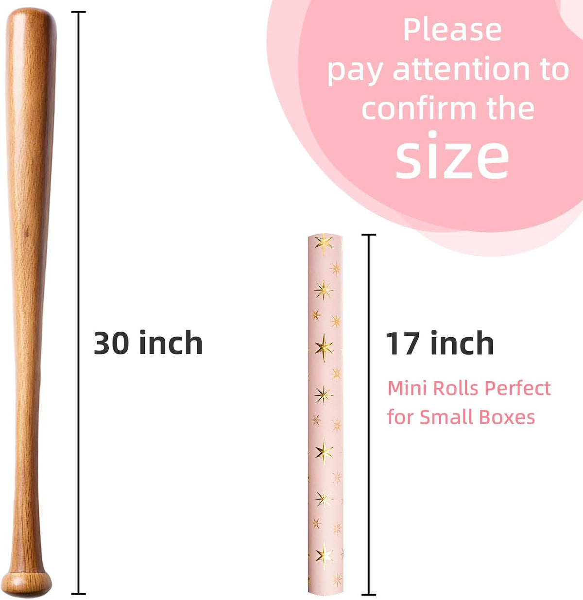 Kraft Pink Star Birthday Wrapping Paper Roll-17 In x 16.5 Ft