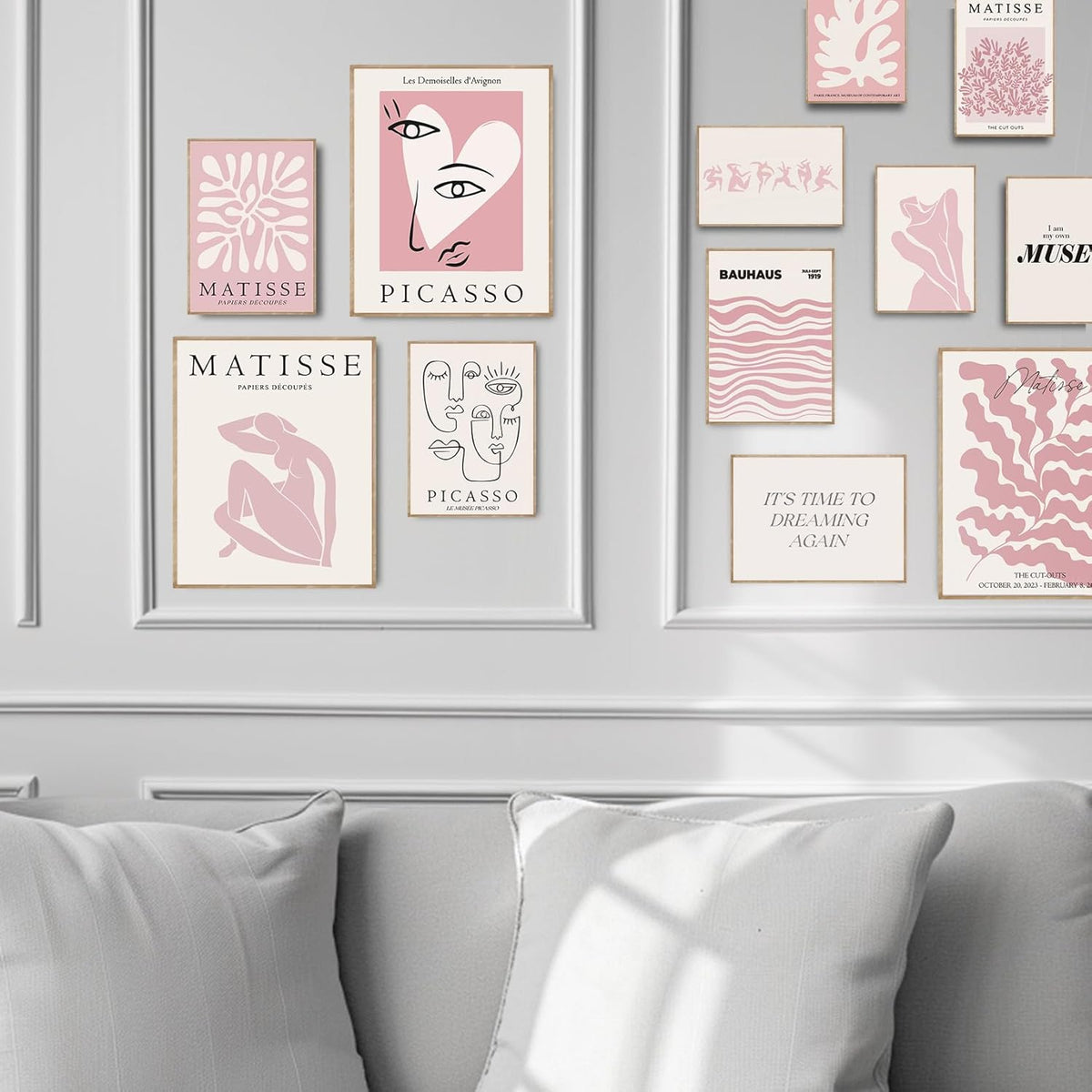Pink Posters for Women Room Decor, Pastel Pink Room Decor Aesthetic Wall Art Prints for Bedroom | Unframed