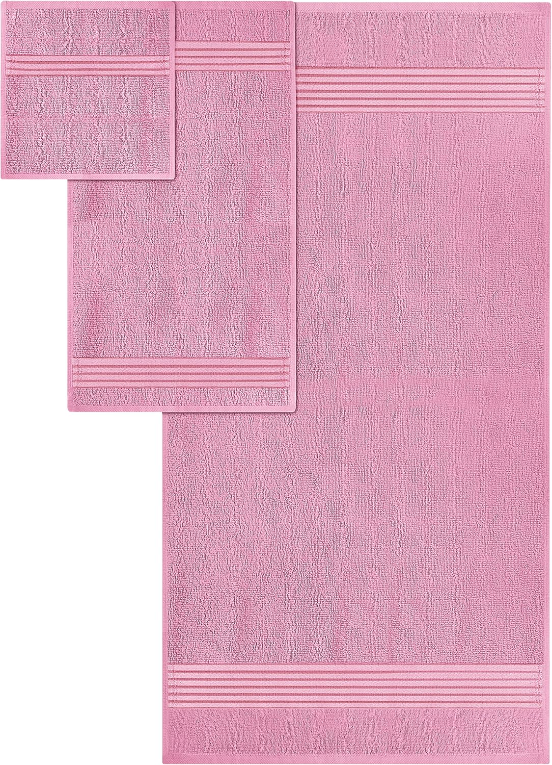 Utopia Towels 8 Piece Premium Towel Set, 2 Bath, 2 Hand, and 4 Washcloths, 100% Ring Spun Cotton, Highly Absorbent Towels for Bathroom, Sports, and Hotel, Pink