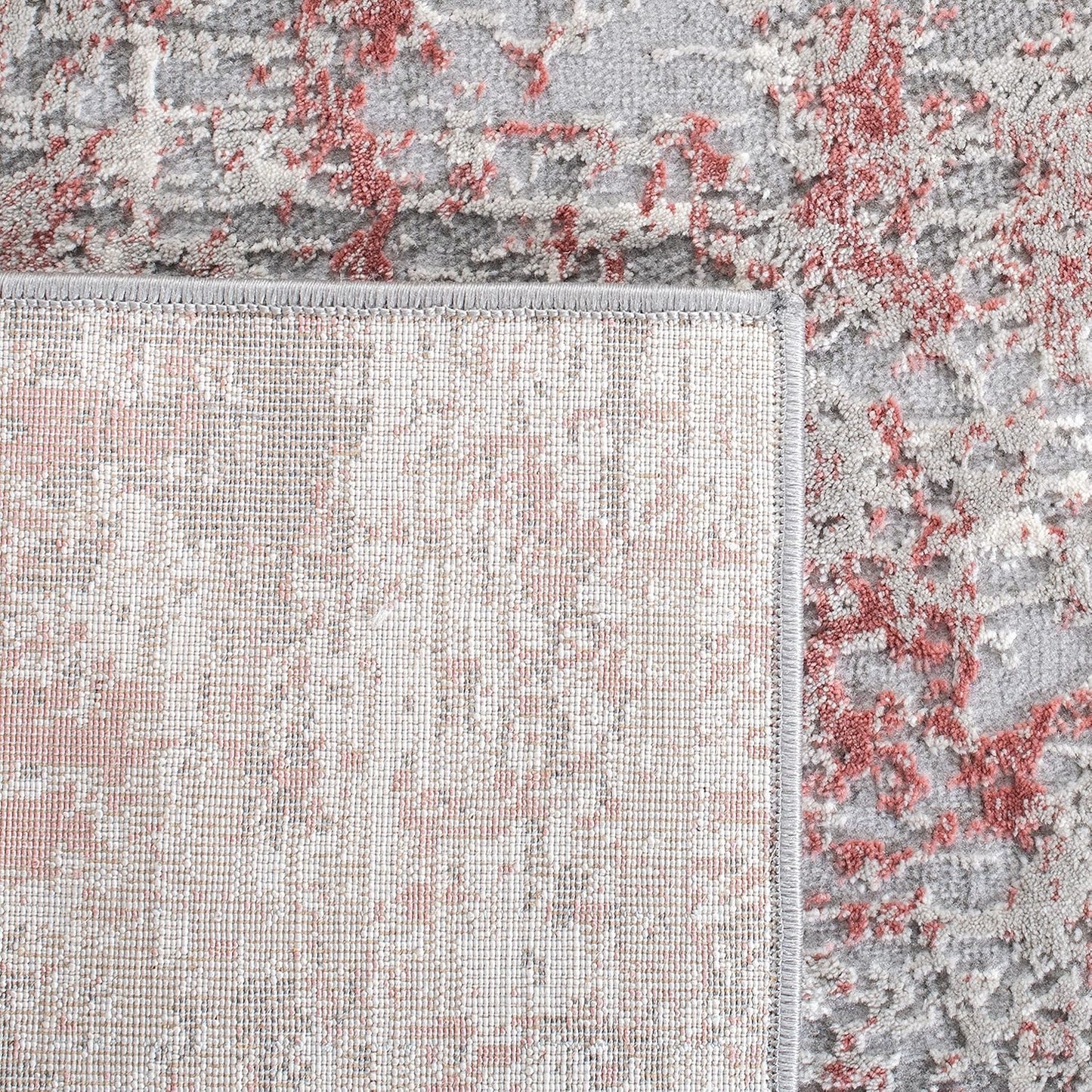 SAFAVIEH Meadow Collection Area Rug - 3' Round, Grey & Pink, Modern Abstract Design, Non-Shedding & Easy Care, Ideal for High Traffic Areas in Living Room, Bedroom (MDW583H)