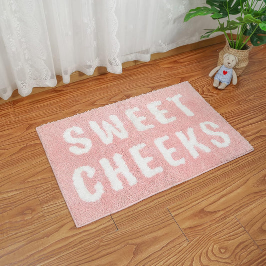 Ohocut Sweet Cheeks Bath Mat for Tub, Cute Pink Bath Mats Non Slip, Blush Pink Bathroom Decor, Anti Slip Microfiber Bath Rugs, Funny Bath Rugs, 24"x16"