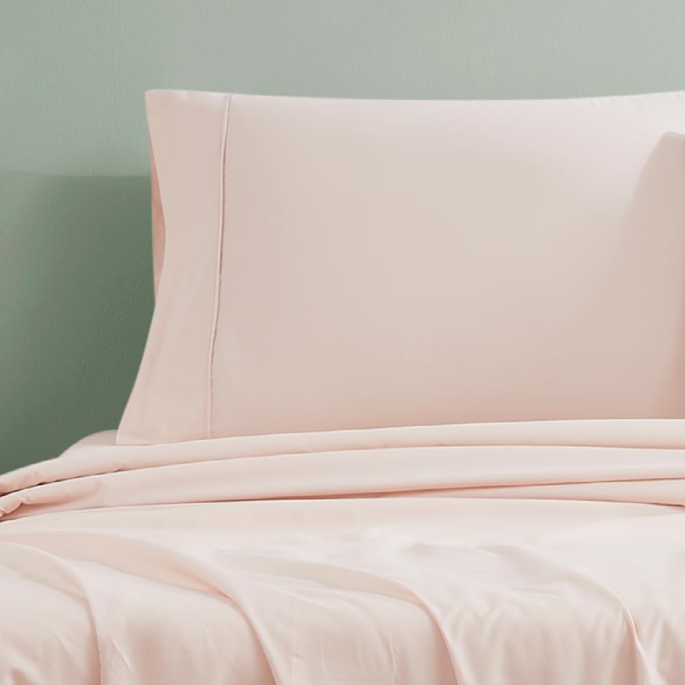 100% Organic Cotton Pillow Cases standard Size Set of 2, Pale Pink, 300 Thread Count Pillow Covers, Percale, Cooling, Crisp, Breathable Pillowcases for Home, Hotel Pillows, 30"x20”