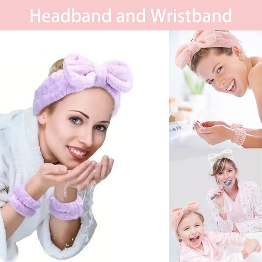 Skincare Face Wash Spa Headband and Wristband Set Quilted Makeup Bag Blank Cards Gifts for Women and Teen Girl Gifts Trendy Stuff spa headband and wristband set