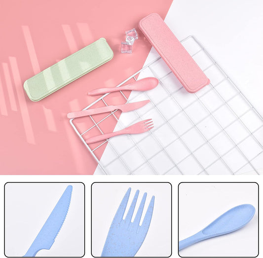 8 Sets Portable Cutlery Set,Reusable Travel Utensils with Case