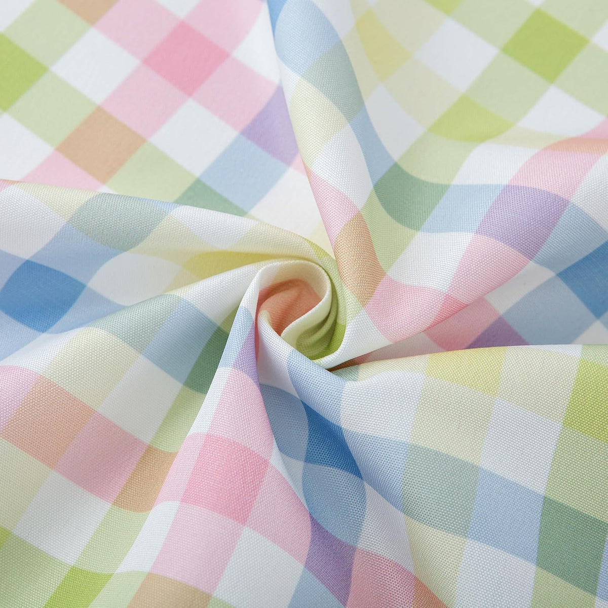 Easter 60 Inch Round Tablecloth Spring Pink Green Blue White Pastel Buffalo Check Plaid Rustic Table Cloth - Polyester Table Cover Reusable Water Resistant for Summer Holiday Party Picnic Décor