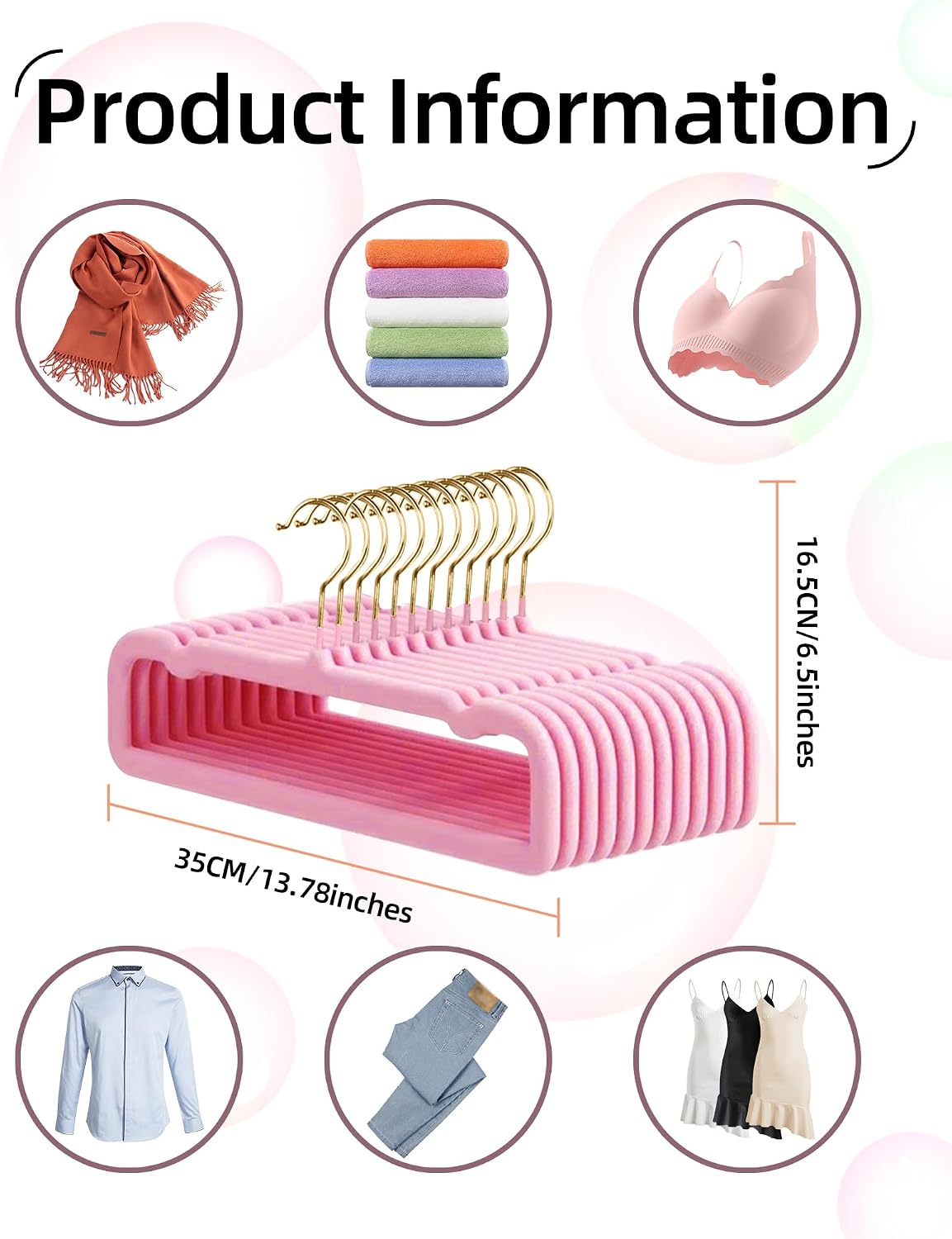 Felt Hangers Pink Velvet Hangers, Cute Pants Hanger, 20 Pack Chic Hangers