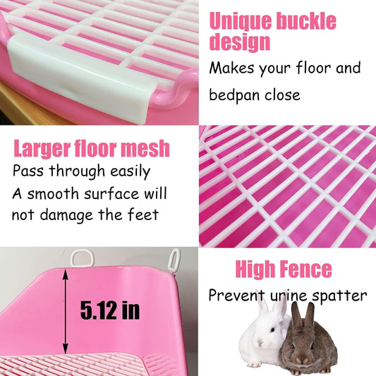 kathson Rabbit Litter Box Bunny Toilet Triangle Potty Trainer Corner Large Bedding Box Pet Pan for Rabbits Chinchillas Guinea Pigs Ferrets Galesaurs