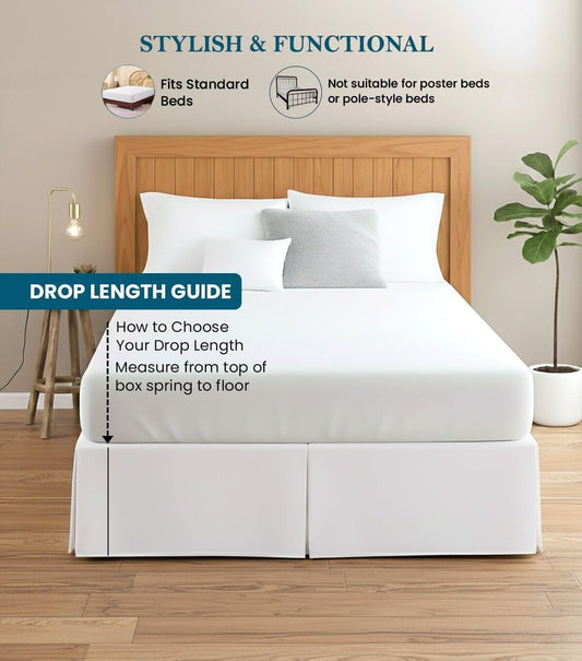 Bed Skirt Queen Size 9" Drop Length, Platform Style with Secure Fit, Tailored Look, Split Corners Bed-Skirt, Wrinkle Resistant Egyptian Cotton (Peach, Solid)