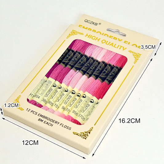 Premium Rainbow Color Embroidery Floss - Cross Stitch Threads - Friendship Bracelets Floss - Crafts Floss - 12 Skeins Per Pack Embroidery Floss,Warm Pink Gradient