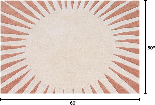Restoration and Renovation Modern Round Area Rug – Hand-Tufted with 100% NZ Wool, Thick & Soft Circular Carpet for Living Room, Bedroom & Dining Room Decor (Soft Pink, 5' Round)