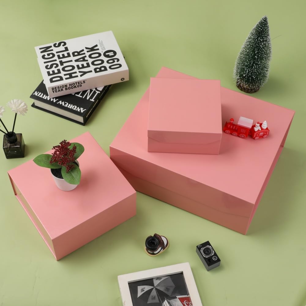 Pink Large Magnetic Gift Box with Lid 13x11x5.3 In 1 Pack