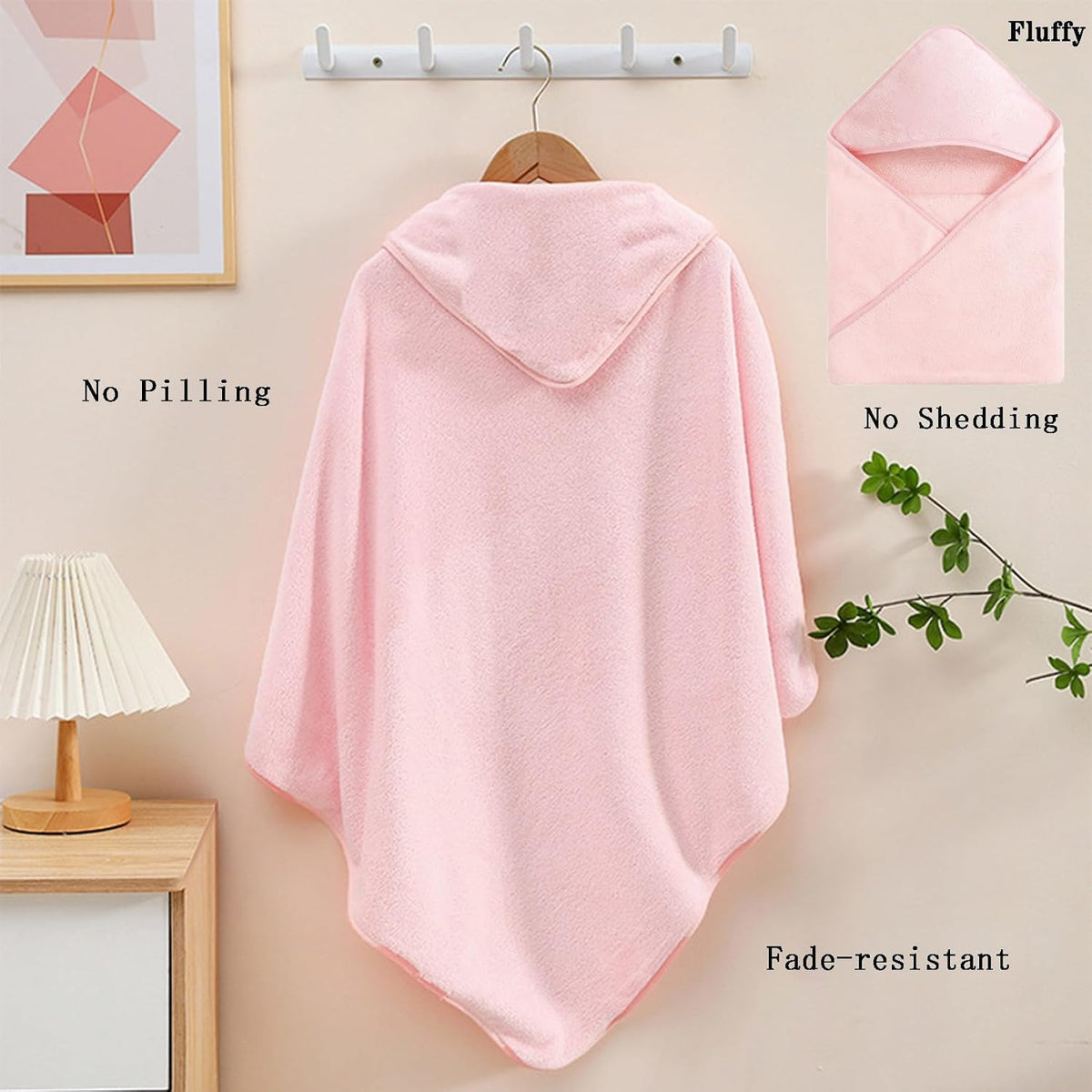 Cloud-Soft Baby Hooded Bath Towel, 31.5" x 31.5" 2PCS(Sakura Pink)