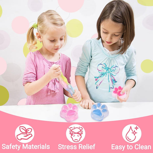 Taba Squishy Toy (4 Pack), Squishies Squeeze Fidget Toys, Party Favors for Kids 8-12, Cute Soft Sticky Sensory Toy, Gifts for Girls 4-8, Autism Stress Relief Toys (Paw Fruit)