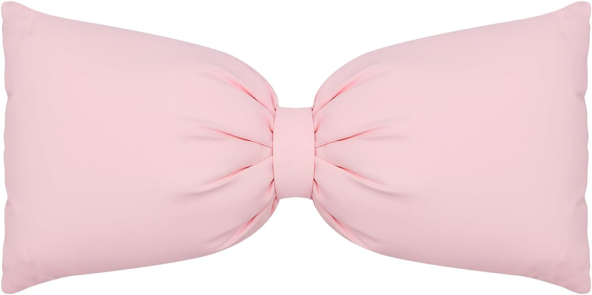 Pink Long Bow Pillow 12 x 30 Inch 100% Cotton Oversized Pillow Coquette Big Bow Shaped Cushion Aesthetic Room Decor Cushion for Bed Sofa Couch Holiday Car Coquette Decor