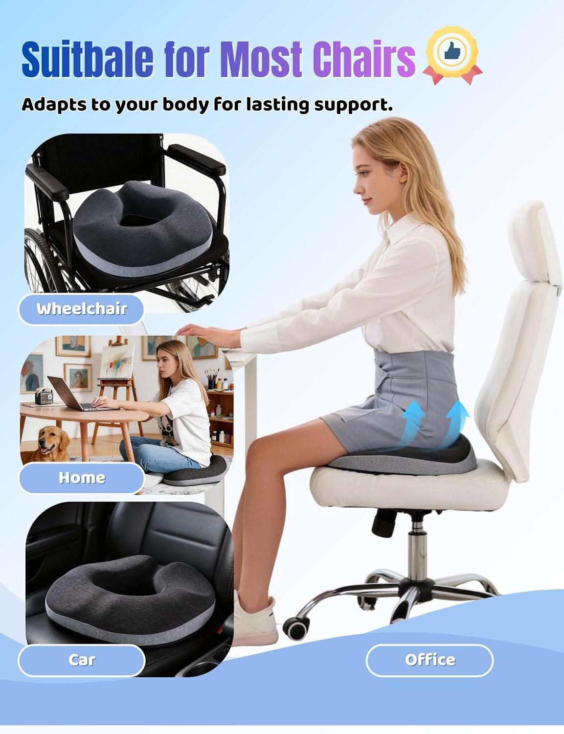 Donut Pillow for Tailbone Pain Relief&Hemorrhoids Postpartum Seat Cushion