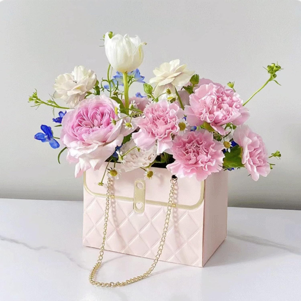 LONG XIN SERIES 12PCS Pink Cardboard Wrapping Gift Bags for Bouquets