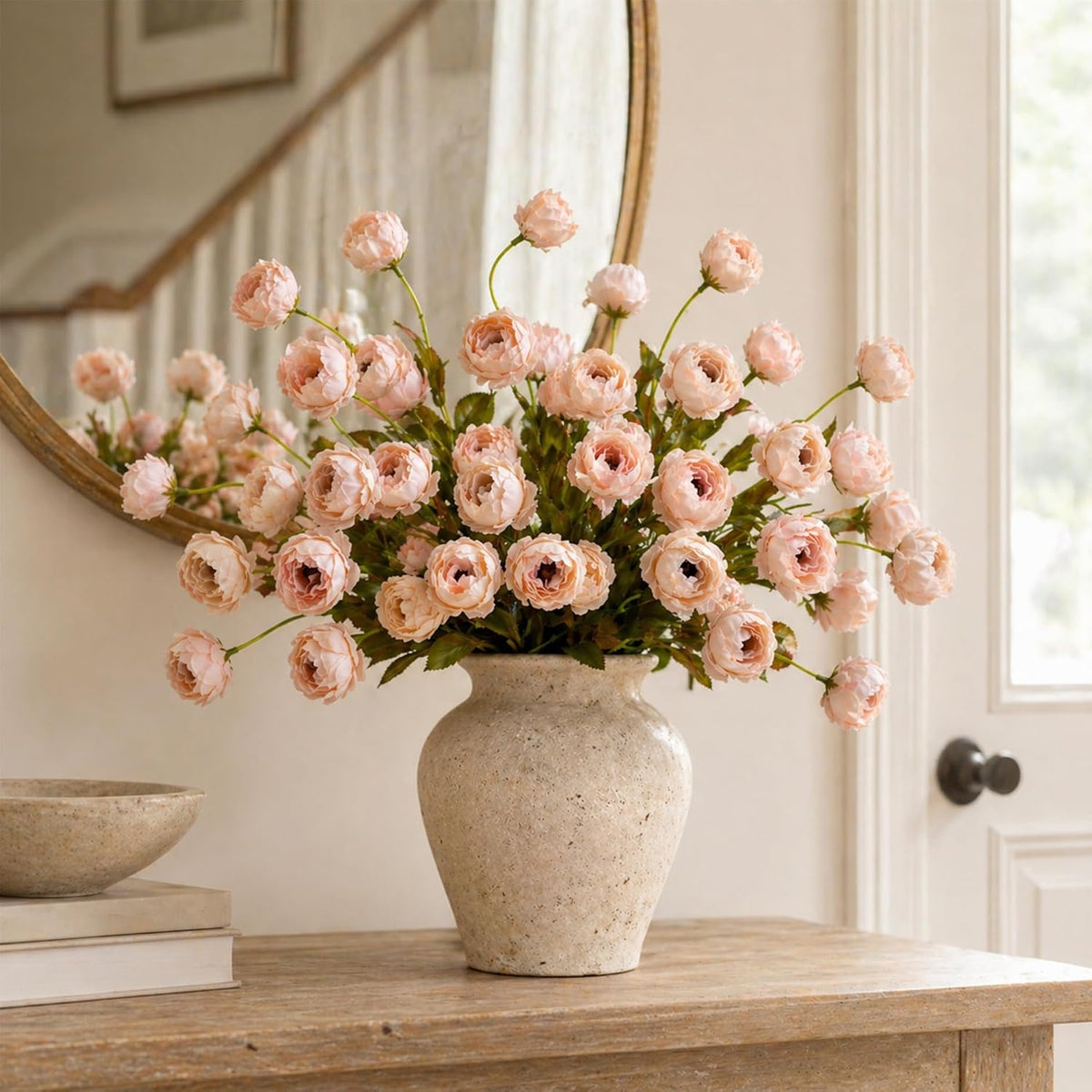 6 Pcs Peony Artificial Flowers, 27" Fake Silk Peonies Flowers for Vase, Bulk Fake Peonies Branches with Long Stems for Wedding Bouquets Centerpieces Office Decor DIY Arrangements, Pink