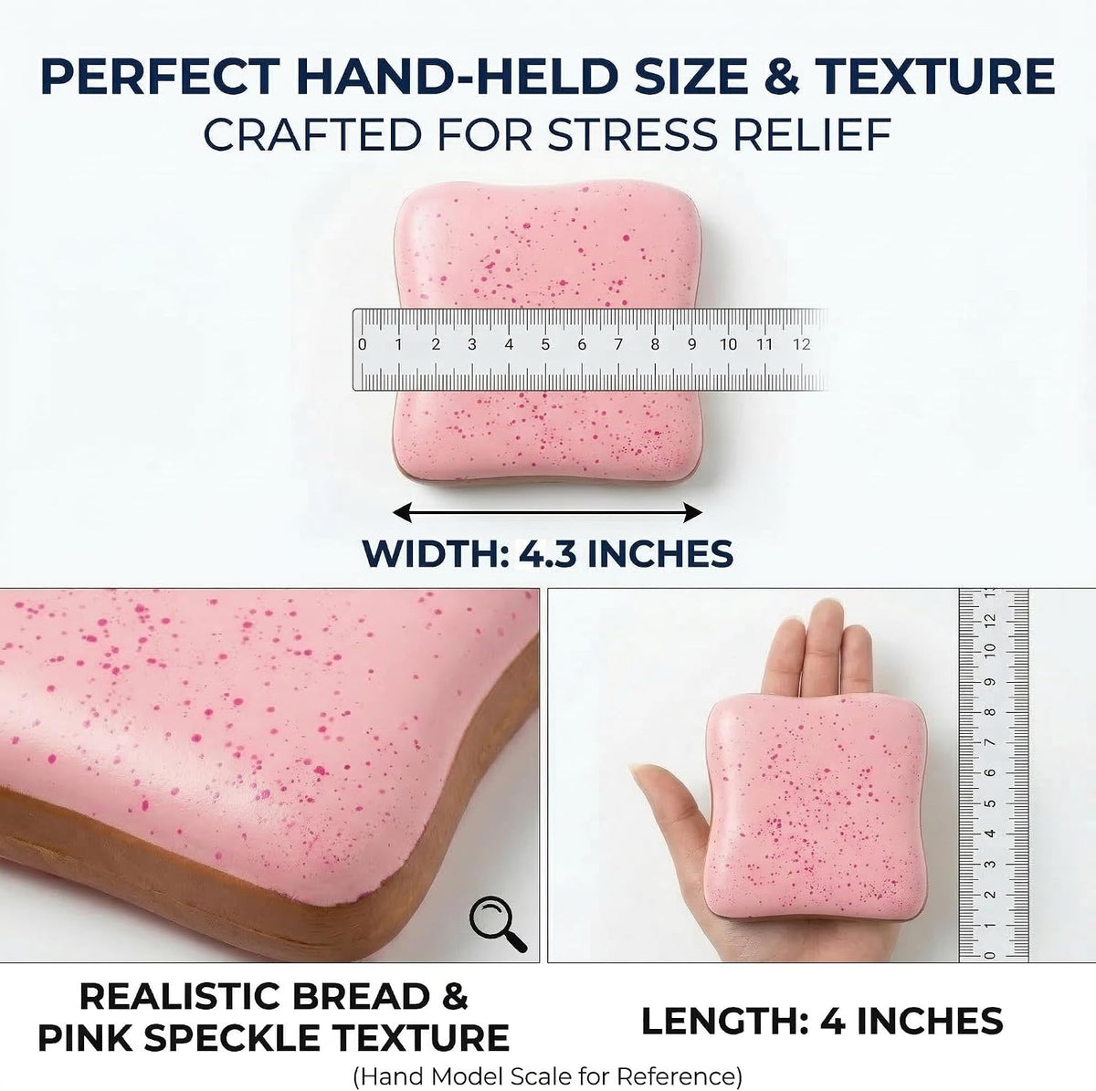 Slow Rising Squishy Butter Bread Squishy, Sensory Fidget Toys for Adults & Teens ADHD Anxiety Relief, Realistic Bread Squishy with Butter Scent, Fun Party Favors & Stocking Stuffers Gift (Pink)