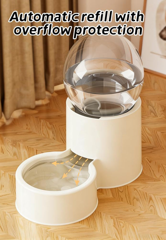 Automatic Cat Feeder and Water Dispenser Gravity Food Feeder and Water Set, Pack of 2, Cat Food Dispenser and Gravity Water Fountain for Cats Small Dogs Puppies Kittens Pets (Pink A)