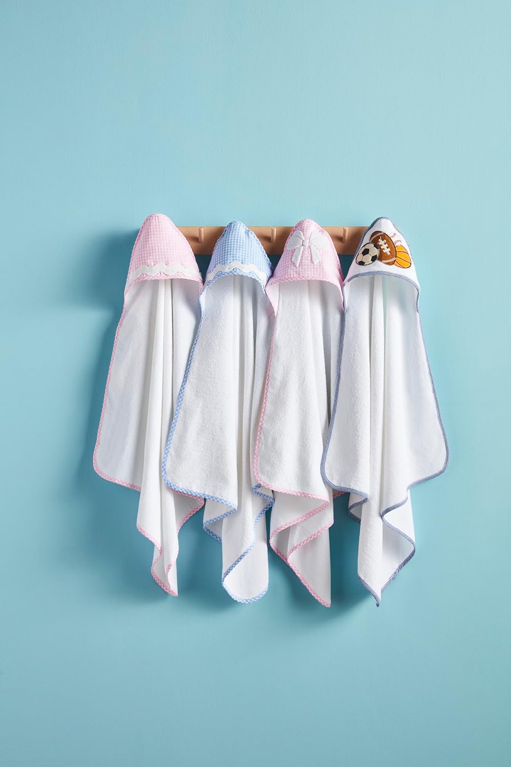 Children's Pink Gingham Hooded Towel