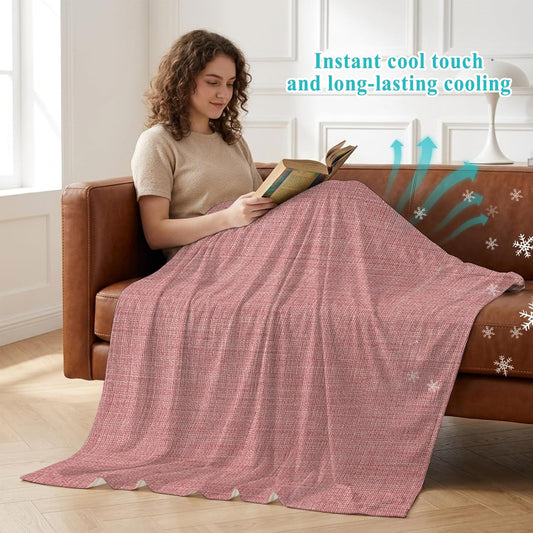 Cooling Blanket 50"x60", Vintage Pink Summer Cooling Blanket Breathable Lightweight Ice Blankets Farm Retro Linen Blankets for Night Sweats