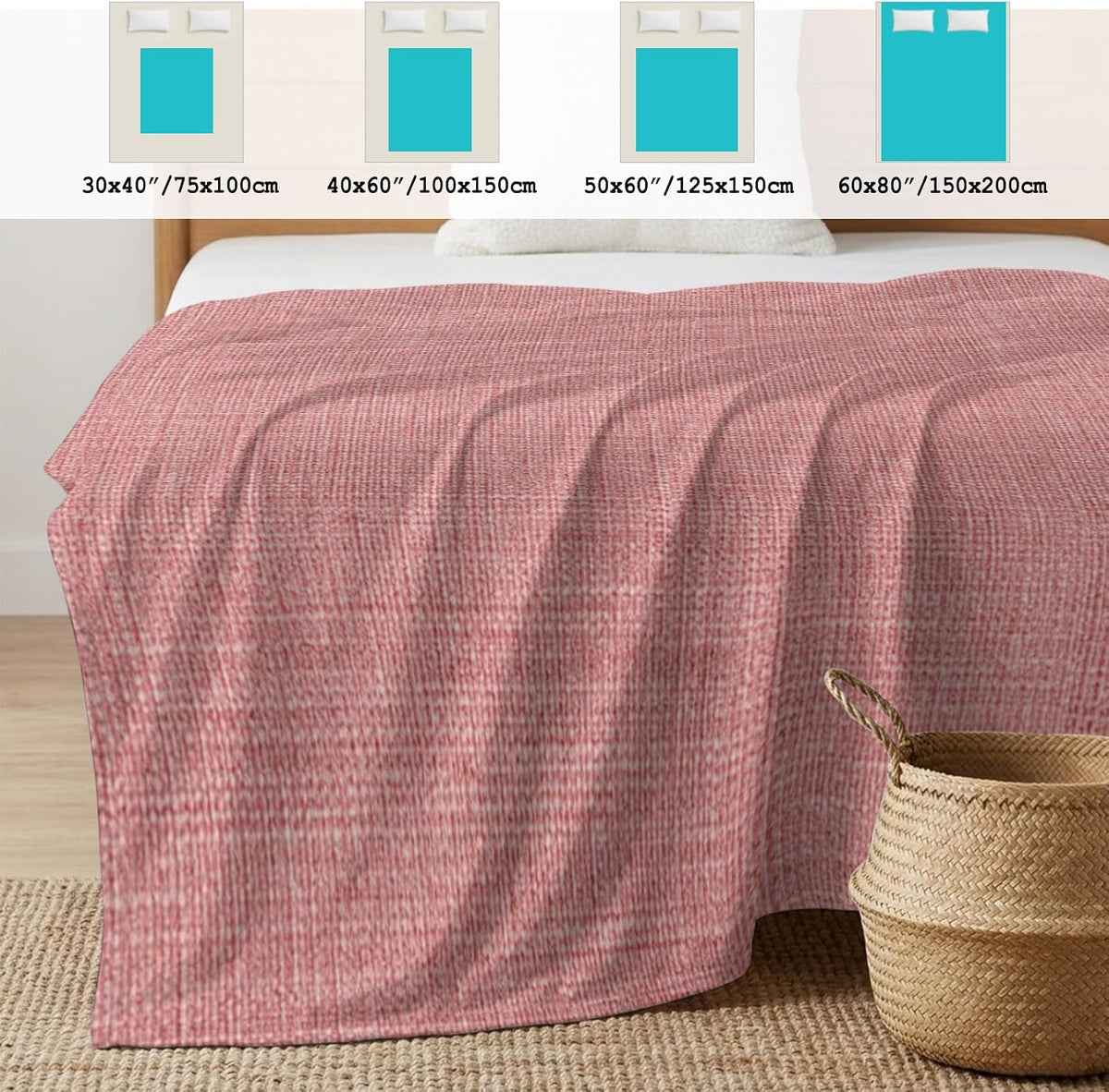 Cooling Blanket 50"x60", Vintage Pink Summer Cooling Blanket Breathable Lightweight Ice Blankets Farm Retro Linen Blankets for Night Sweats
