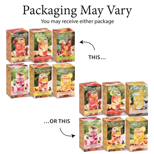 Botanicals Cold Water Infusion Herbal Variety Pack, Caffeine Free Tea with Cranberry, Watermelon, Blackberry, Strawberry, Peach & Blueberry Flavor, 18 Count Box (Pack of 6), 108 Total Tea Bags