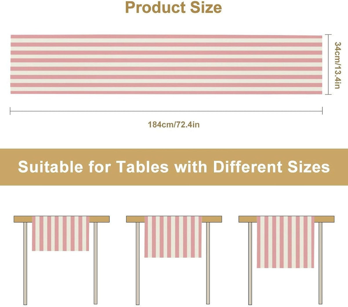 Striped Table Runner,Modern Minimalism Pink Table Runner for Home Kitchen Table Decor Dining Coffee Room Birthday Party Decor 13x36 Inch
