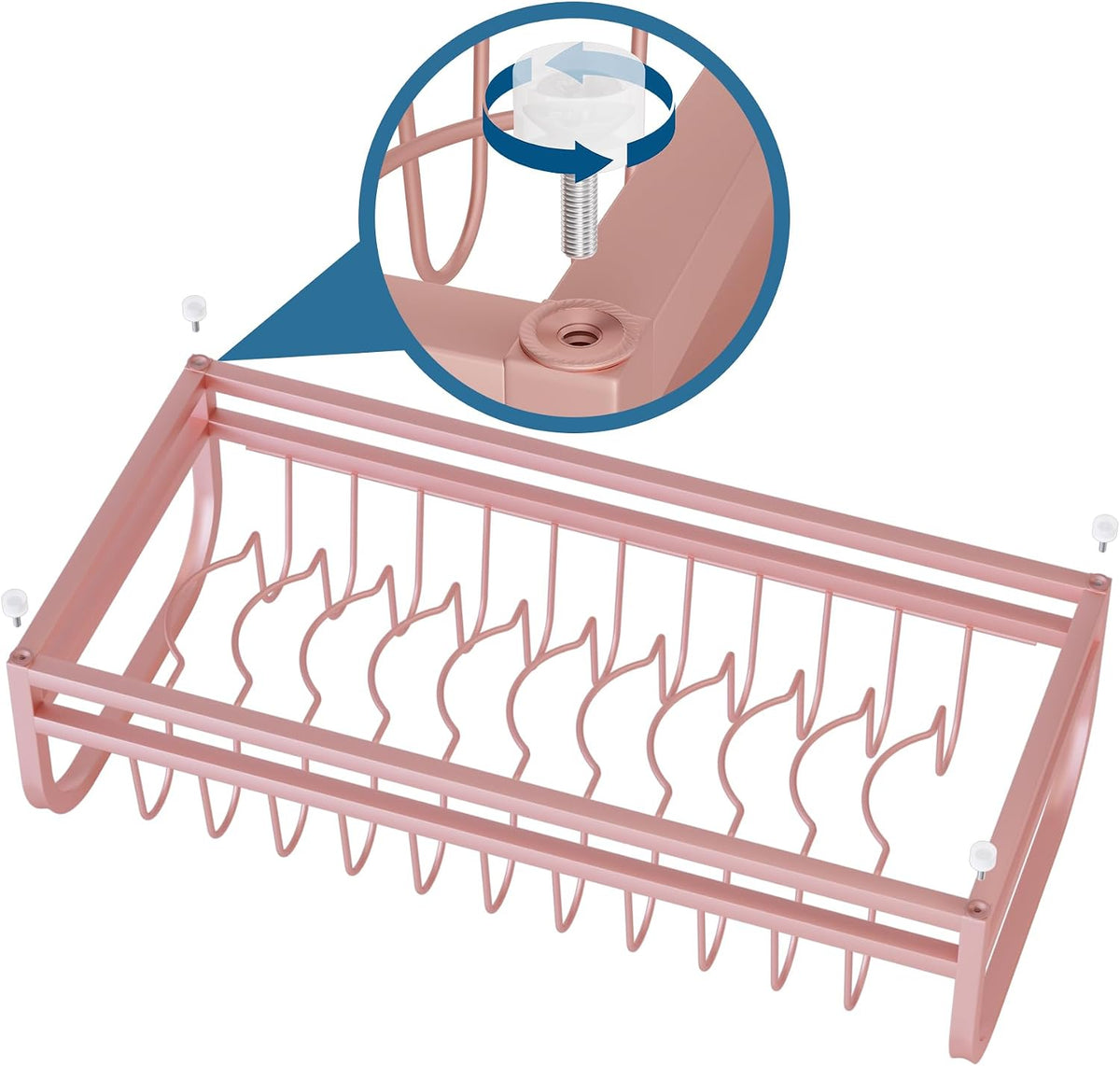 Pink Dish Rack - Small Dish Drying Rack for Limitied Kitchen Counter, Narrow Stainless Steel Dish Drainer w Tray, Cutlery Holder, Cute Kitchen Appliances Organizer for A Lovely You