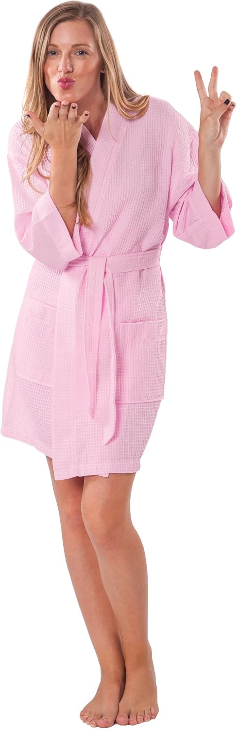 Lightweight Short Robes For Women Waffle Kimono Bathrobe - Soft, Fast-Drying, Long-Lasting Cotton Blend