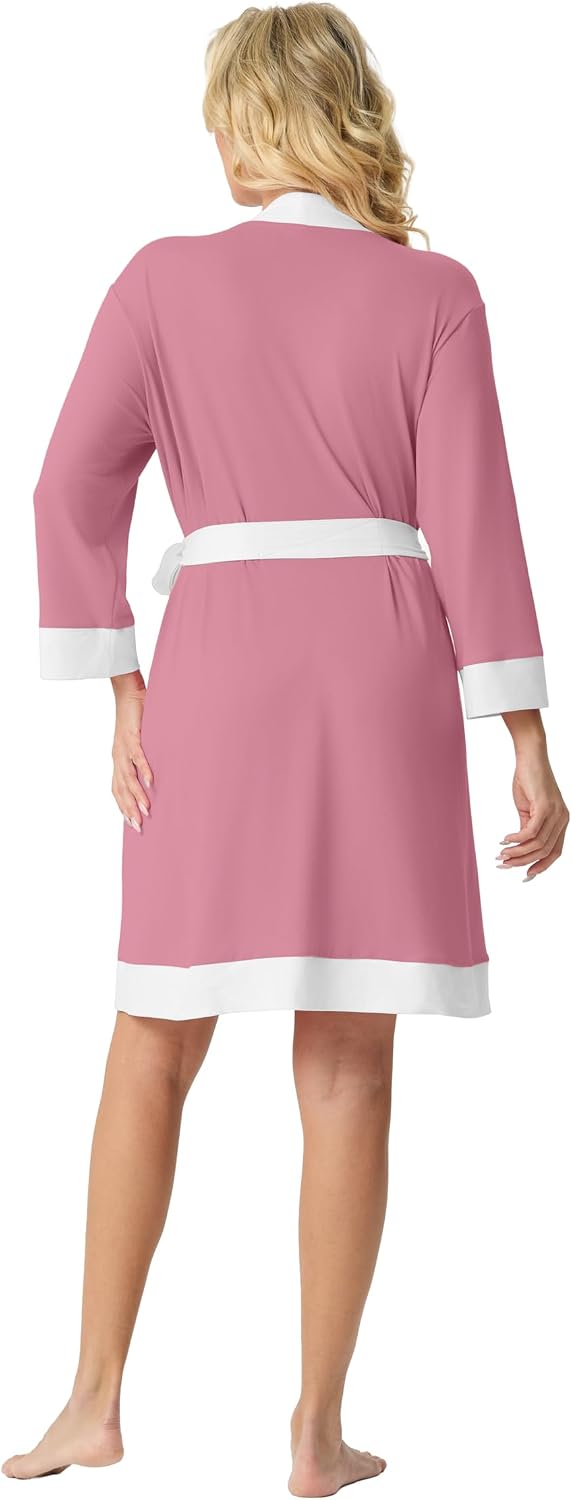 Womens Short Robes Summer Lightweight Bathrobe S-2XL