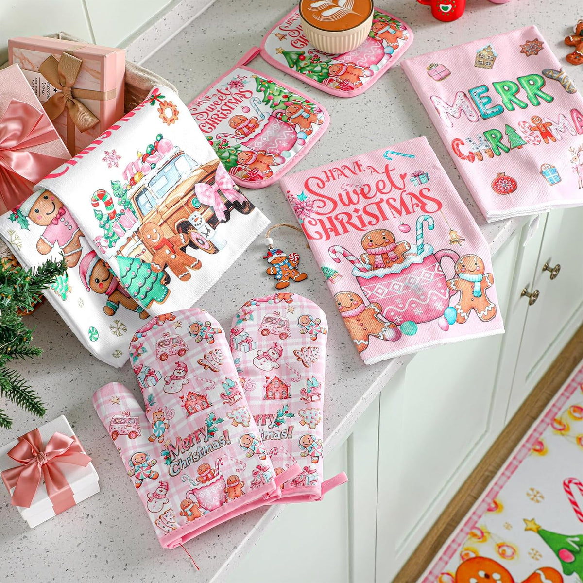 10 Pcs Christmas Gingerbread Man Kitchen Decor Accessories Set